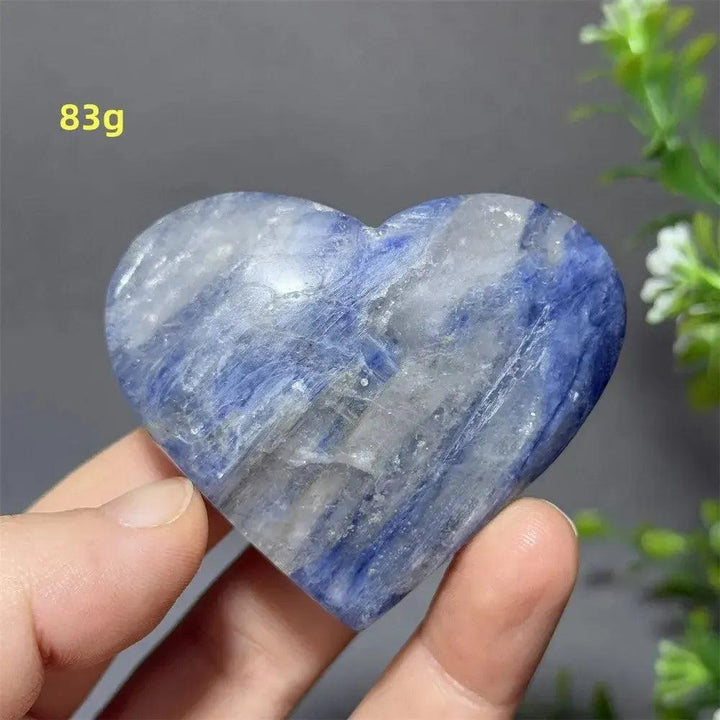 Captivating Blue Apatite Crystal Heart, 83g, with vibrant electric blue hues and a smooth, polished finish.
