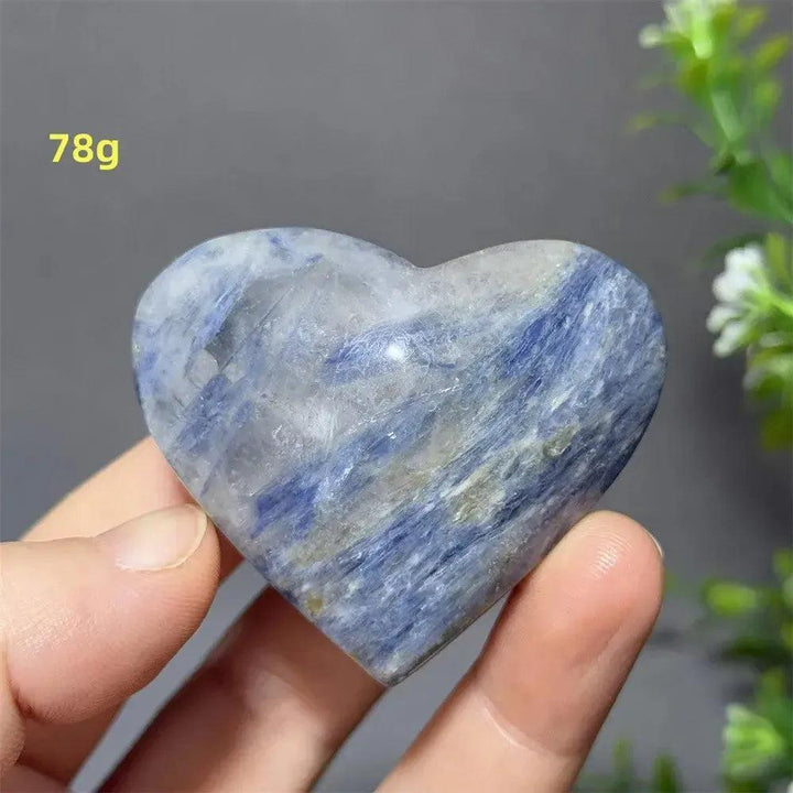 Blue Apatite Crystal Heart: Vibrant electric blue, smooth polished heart-shaped stone, 78g, for love & communication.