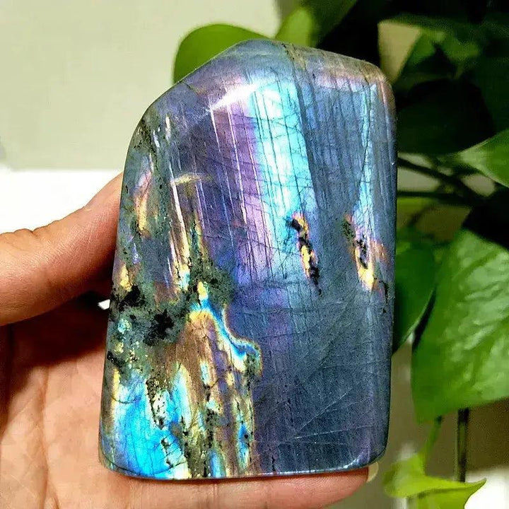 Blue Labradorite Crystal Freeform with stunning blue and green iridescence, enhancing intuition and spiritual awareness.