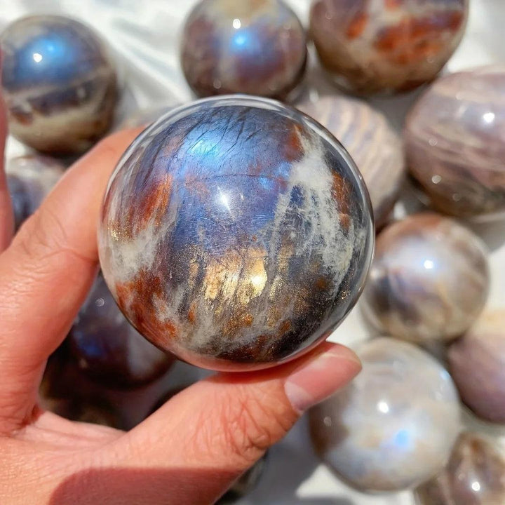 Blue Moonstone Crystal Sphere | Adularescence Flash Ball
