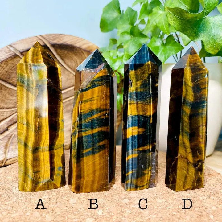 1pc Blue Tiger Eye Crystal Tower | Gold Flash, Healing Stone，Unique Specimen for Collectibles and Educational Use