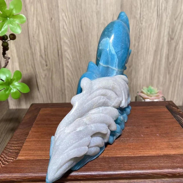 Blue Trolleite Crystal Carved Dolphin Statue