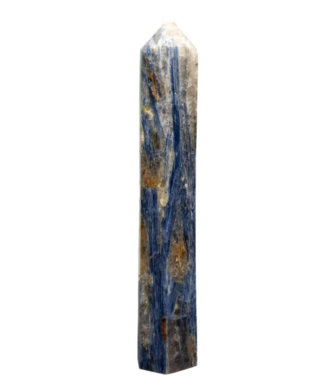 Exceptional Blue and Gold Kyanite Tower with elongated blue blades and striking golden inclusions.
