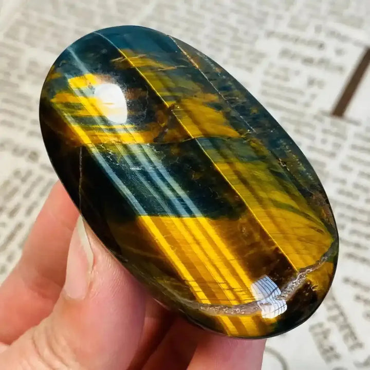 Blue and Gold Tiger's Eye Palm Stone