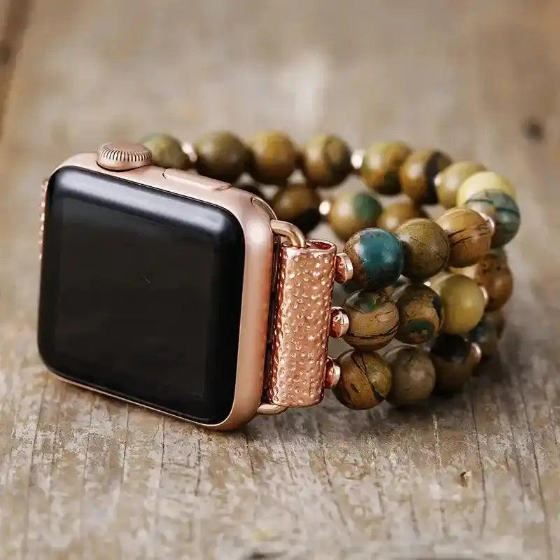 Bohemian Agate Beaded Apple Watch Band-Bands-Ali-Blue + Black-Small-Apple 42-49MM Plate-Crystal Destiny