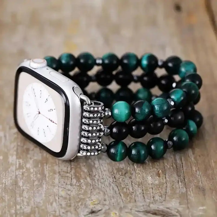 Bohemian Agate Beaded Apple Watch Band-Bands-Ali-Blue + Black-Small-Apple 42-49MM Plate-Crystal Destiny