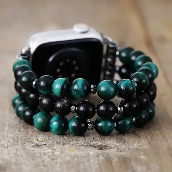 Bohemian Agate Beaded Apple Watch Band-Bands-Ali-Blue + Black-Small-Apple 42-49MM Plate-Crystal Destiny