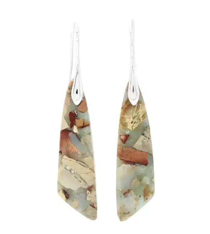 Bohemian Empire Jasper Teardrop Earrings-Earrings-Ali-Natural Silver-Crystal Destiny