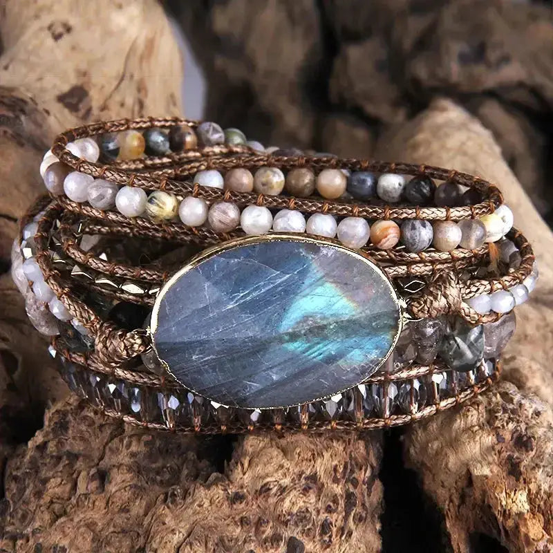Bohemian Mixed Stone Wrap Bracelet-Bracelets-Ali-Amazonite-850mm-Crystal Destiny