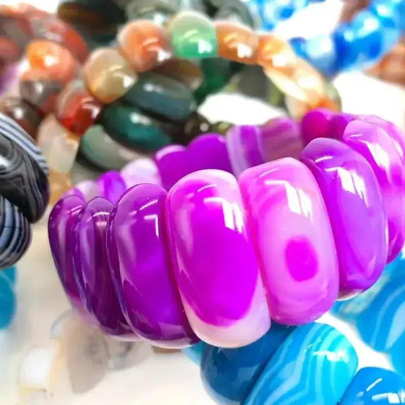 Botswana Agate Bar Bead Bracelet
