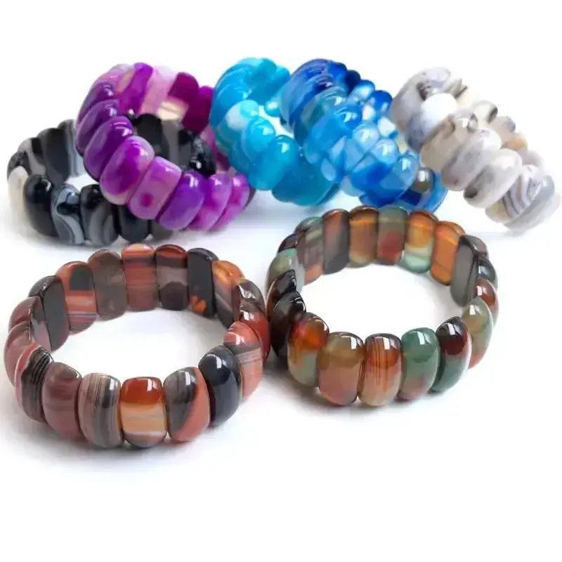 Botswana Agate Bar Bead Bracelet