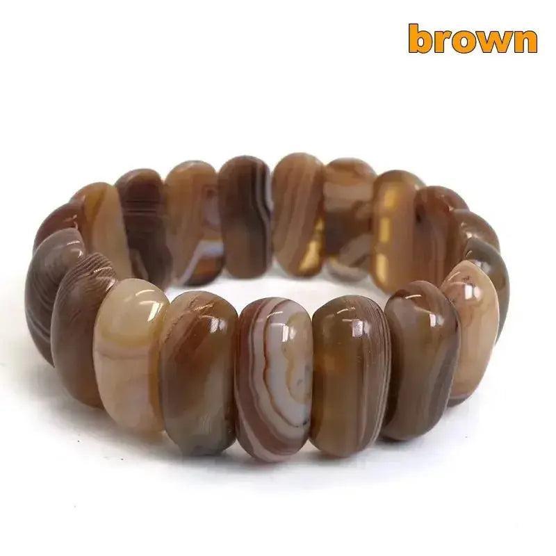 Botswana Agate Bar Bead Bracelet