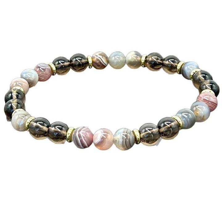 Overthinker bracelet with Botswana agate and smoky quartz beads for wisdom and strength.