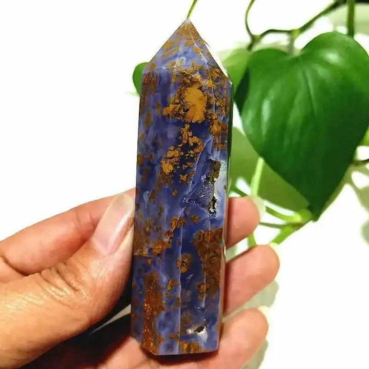 Polished Brecciated Jasper tower featuring earthy red and brown mosaic patterns for grounding and Root Chakra healing.