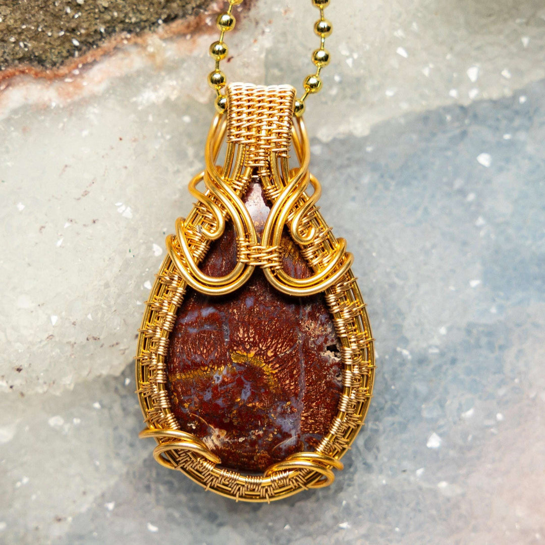 Brecciated Jasper Wire Wrap Pendant 2 Inch-Wire Wraps-Crystal Destiny-Brecciated Jasper-2.00"-Crystal Destiny