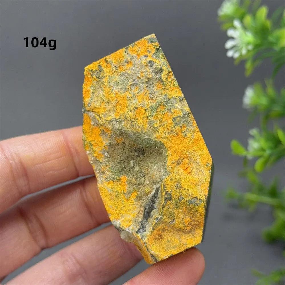 104g Bumblebee Jasper Crystal Freeform with vibrant yellow and grey volcanic rock for solar plexus energy.