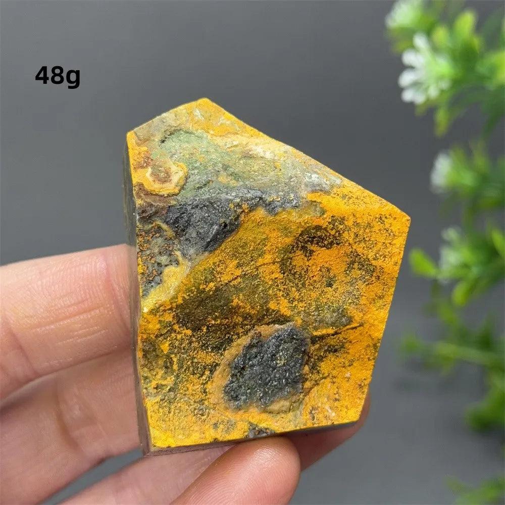 Vibrant yellow and black Bumblebee Jasper Crystal Freeform for solar plexus energy and vitality.
