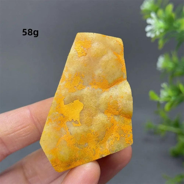 Vibrant yellow and orange Bumblebee Jasper Crystal Freeform for solar plexus chakra vitality and energy.