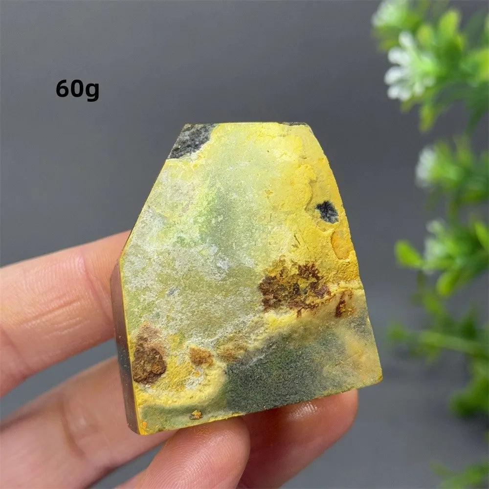 60g Bumblebee Jasper Crystal Freeform with vibrant yellow and grey bands for solar plexus energy.