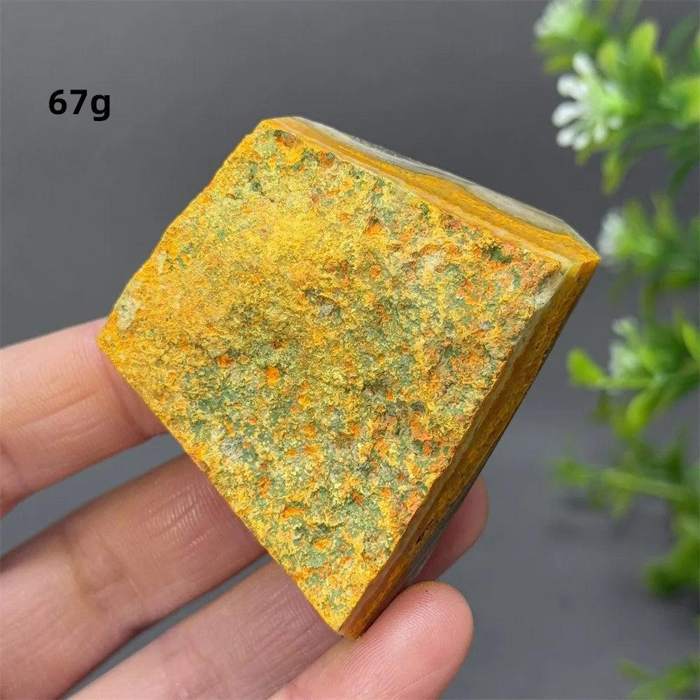 Vibrant yellow and orange Bumblebee Jasper Crystal Freeform for solar plexus energy and vitality.