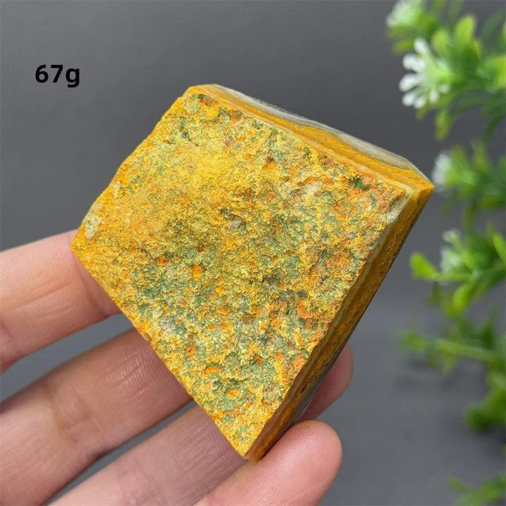 Vibrant yellow and orange Bumblebee Jasper Crystal Freeform for solar plexus energy and vitality.