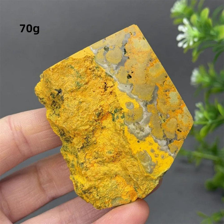 70g Bumblebee Jasper Crystal Freeform with vibrant yellow and orange volcanic mineral patterns for vitality.