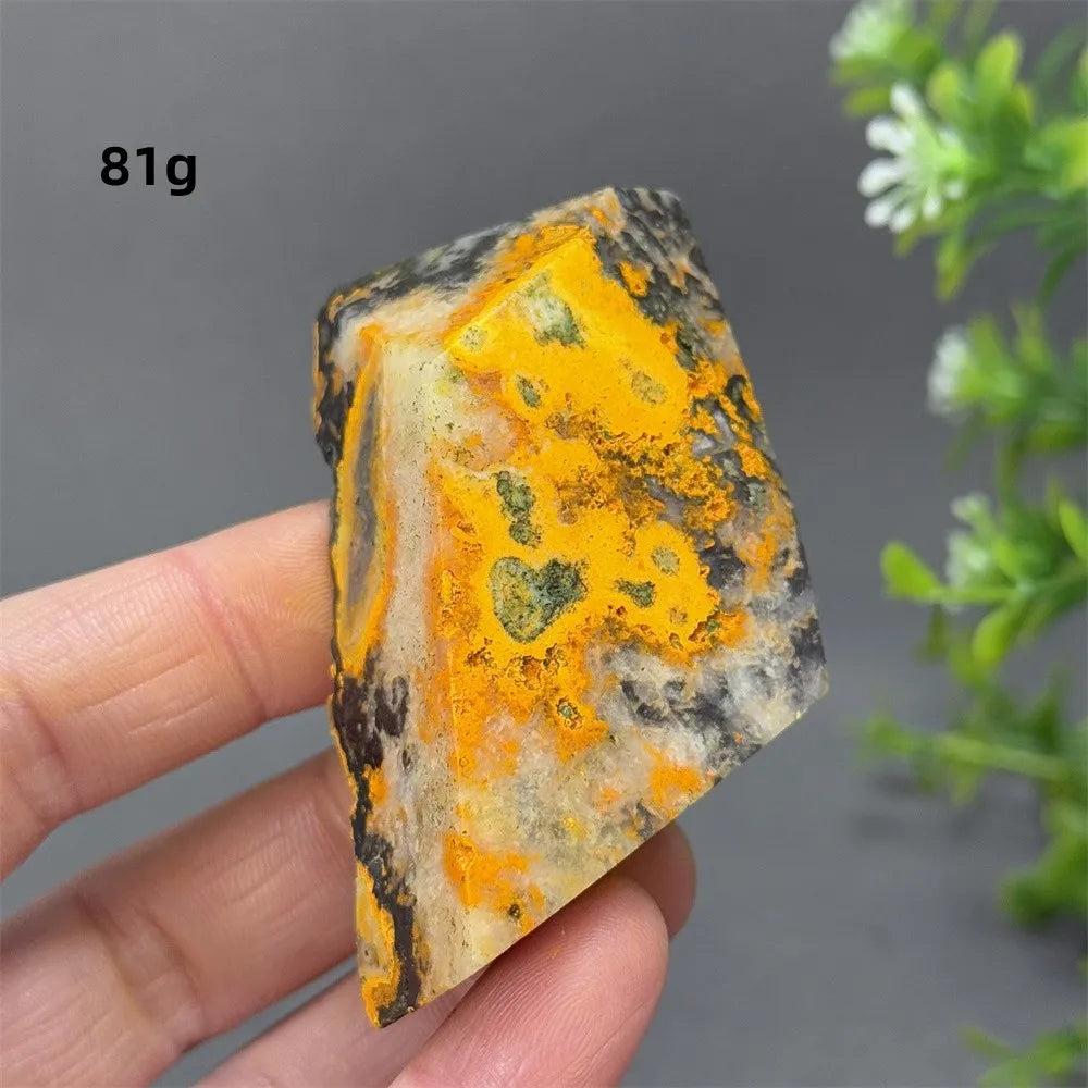 81g Bumblebee Jasper Crystal Freeform with vibrant yellow and black bands for solar plexus energy.