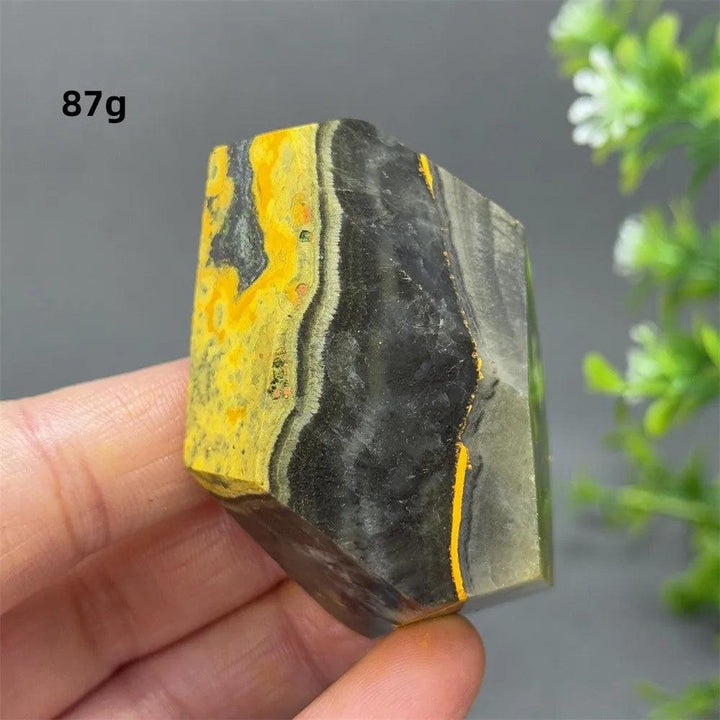 87g Bumblebee Jasper Crystal Freeform with vibrant yellow and black bands for energy and vitality.