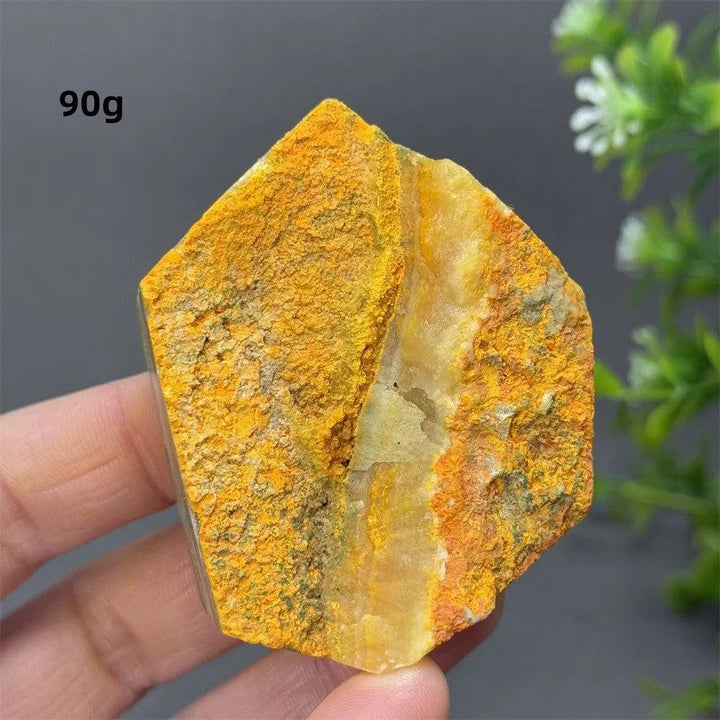 Vibrant yellow and orange Bumblebee Jasper Crystal Freeform for solar plexus chakra energy and vitality.