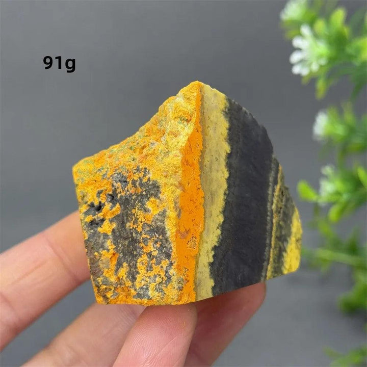 91g Bumblebee Jasper Crystal Freeform with vibrant yellow, orange, and black bands for solar plexus energy.