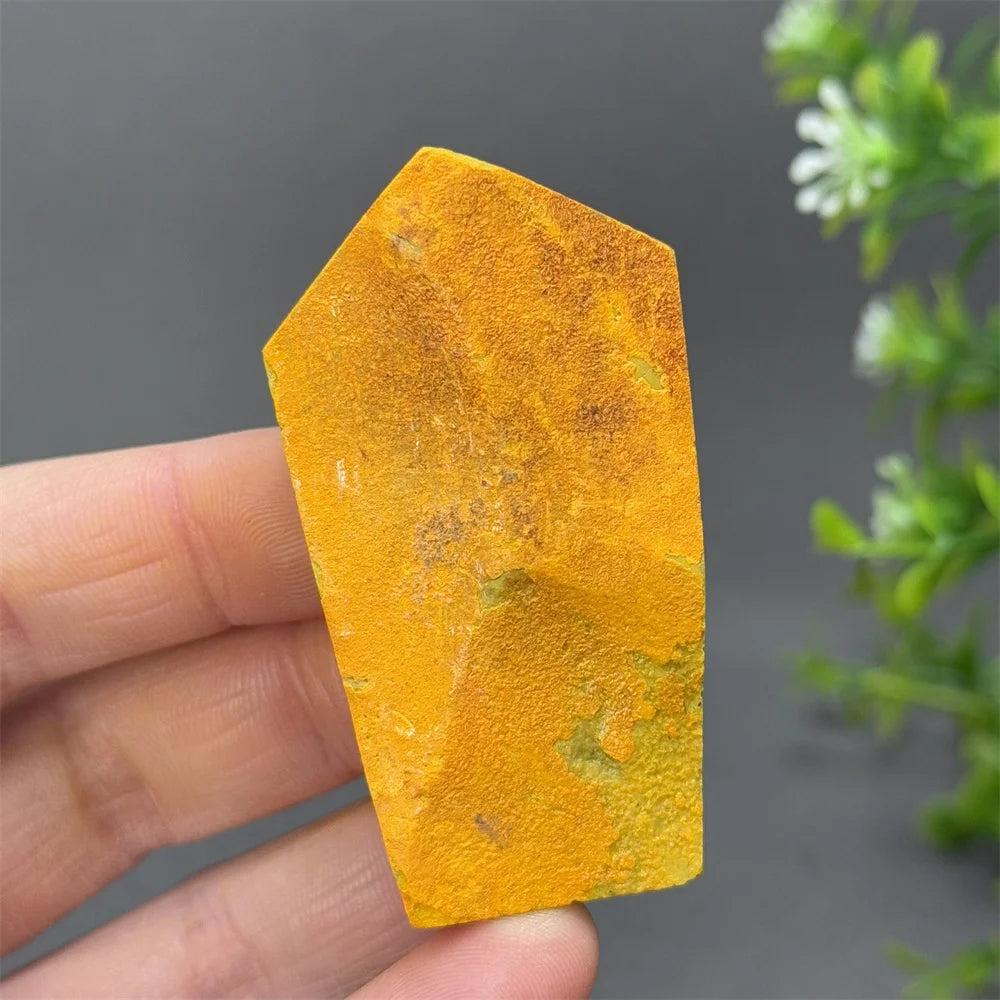 Vibrant yellow Bumblebee Jasper Crystal Freeform, a rare volcanic stone for solar plexus energy and vitality.