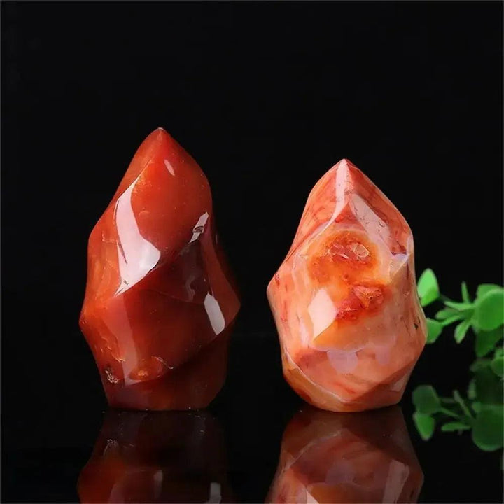 Carnelian Agate Flame Crystal Hand-Carved Freeform