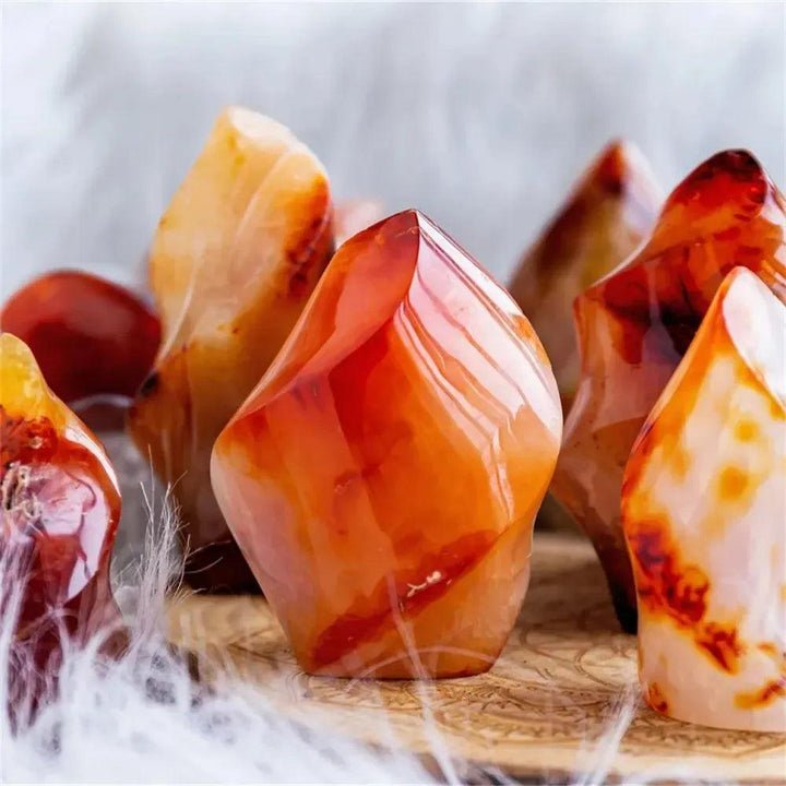 Carnelian Agate Flame Crystal Hand-Carved Freeform