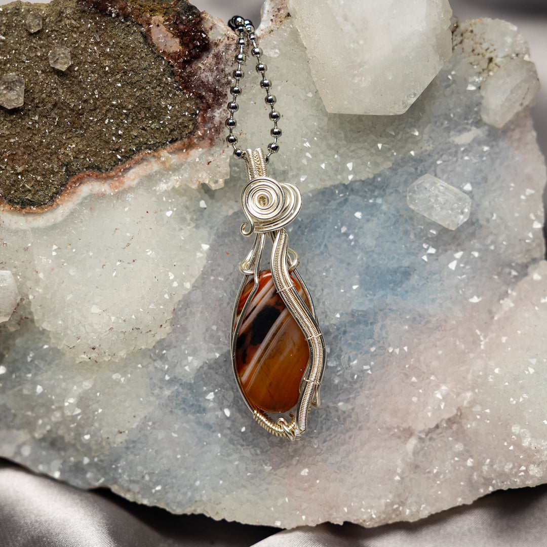Carnelian Agate Wire Wrap Crystal Pendant-Wire Wraps-Crystal Destiny-Carnelian Agate-2.50"-Crystal Destiny