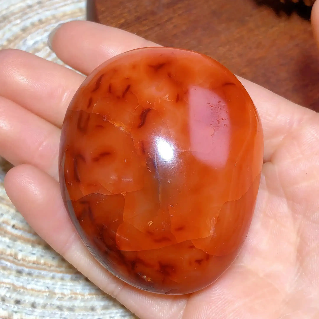 Carnelian Druzy Geode Palm Stone