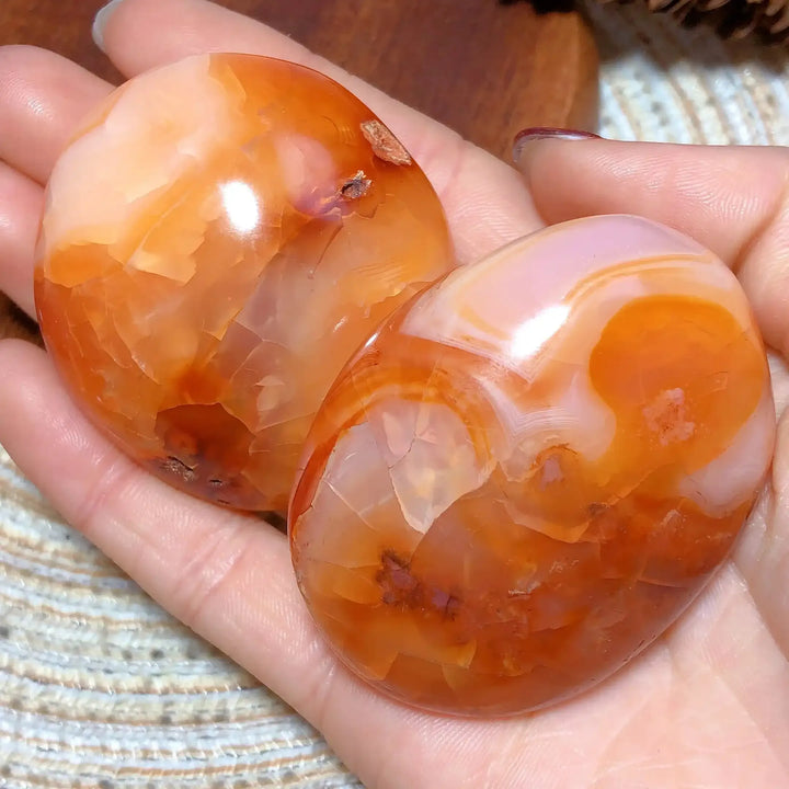 Carnelian Druzy Geode Palm Stone