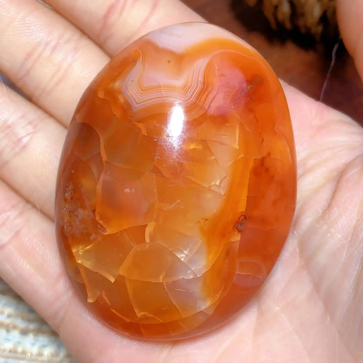 Carnelian Druzy Geode Palm Stone