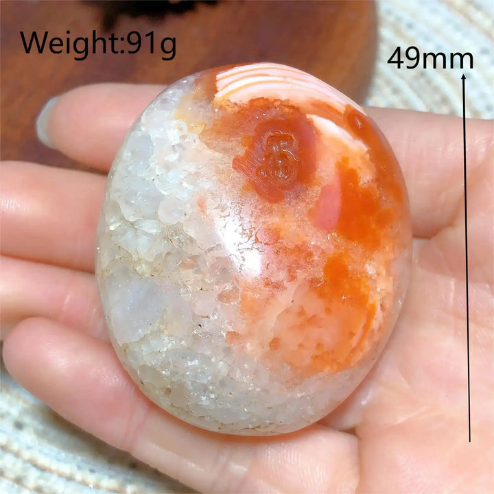 Carnelian Druzy Geode Palm Stone