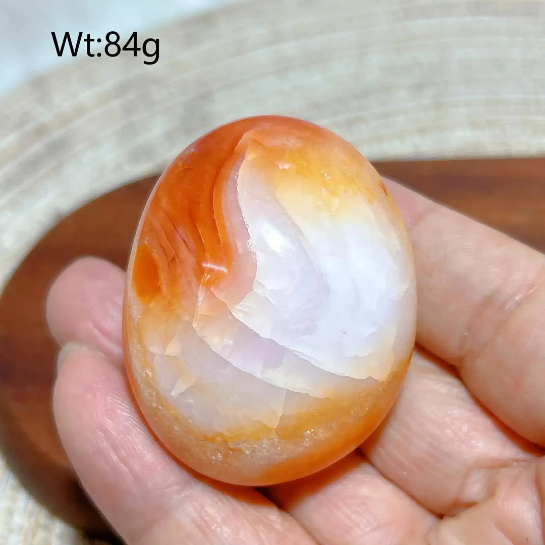 Carnelian Druzy Geode Palm Stone