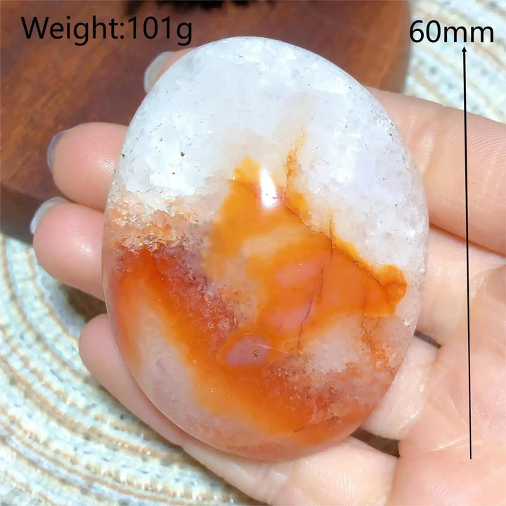 Carnelian Druzy Geode Palm Stone