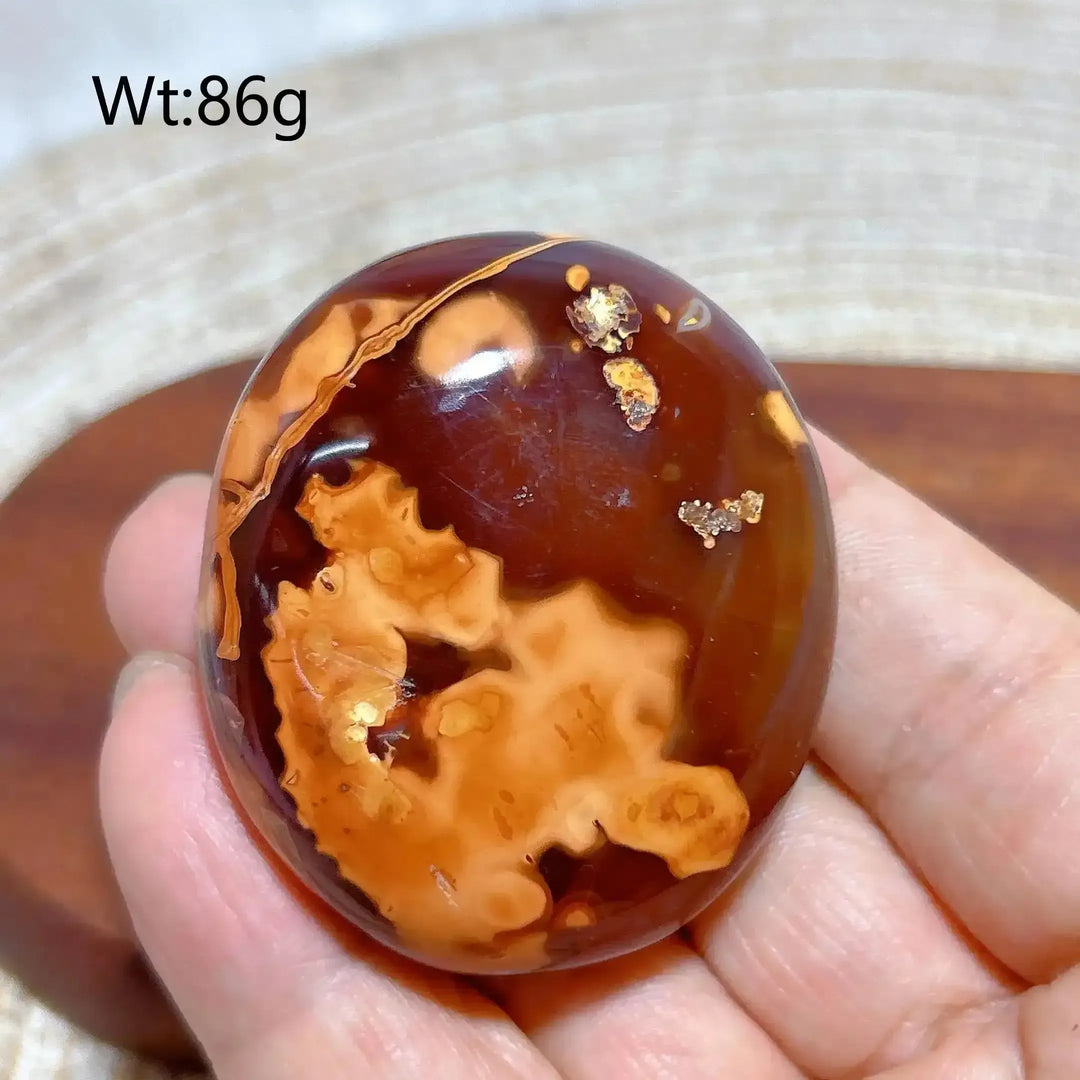 Carnelian Druzy Geode Palm Stone