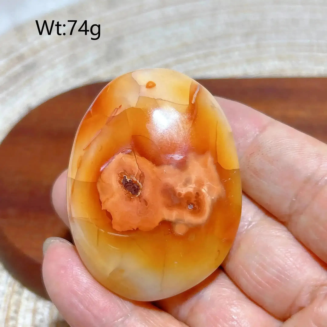 Carnelian Druzy Geode Palm Stone
