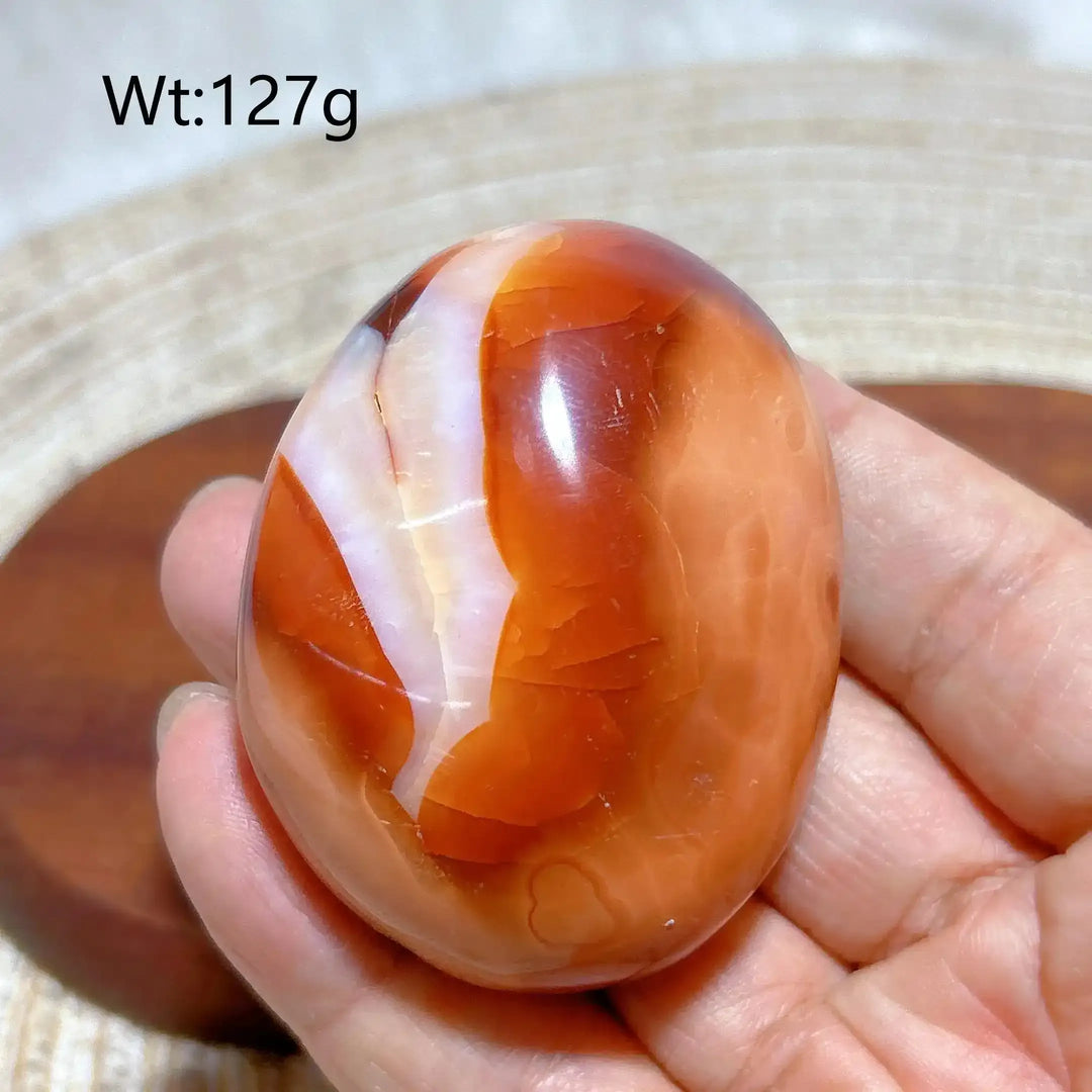 Carnelian Druzy Geode Palm Stone