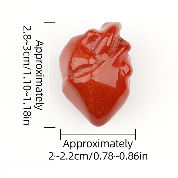 Red Jasper mini human heart crystal sculpture, 1.1" carved gemstone for reiki and decor.