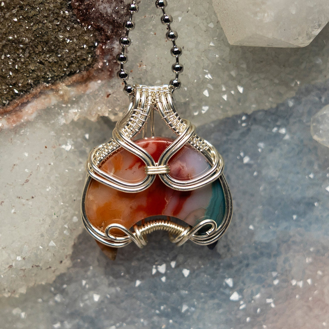 Chakra Agate Wire Wrap Pendant, 1.5 Inch, Small Meditation-Wire Wraps-Crystal Destiny-Chakra Agate-1.50"-Crystal Destiny