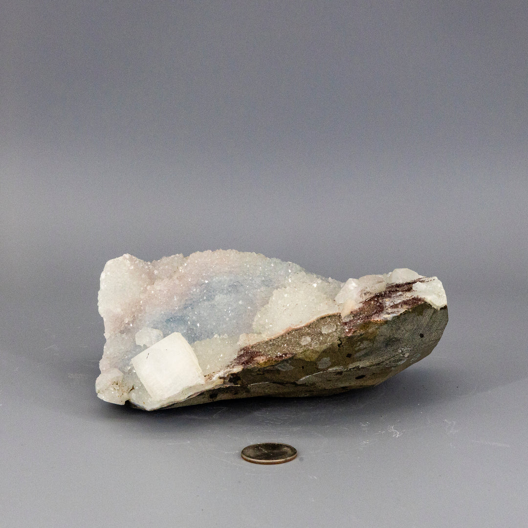 Chalcedony Quartz Cluster With Apophyllite Knob-Clusters-Crystal Destiny-Chalcedony-1402g - 6.50"L x 5.50"W-Crystal Destiny