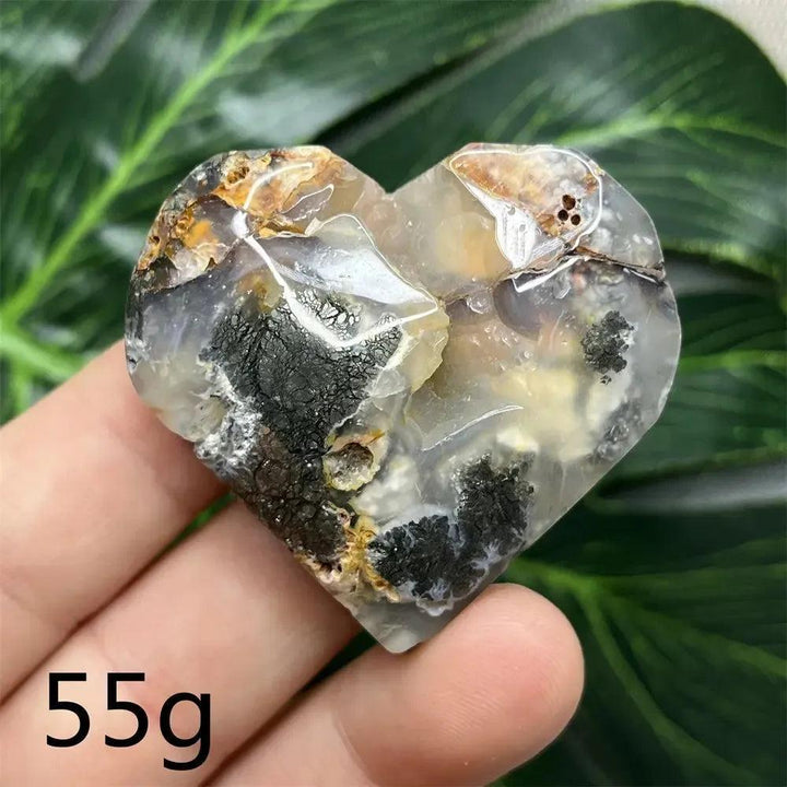 Chalcopyrite Agate geode heart by Crystal Destiny, with metallic rainbow iridescence and druzy crystals.