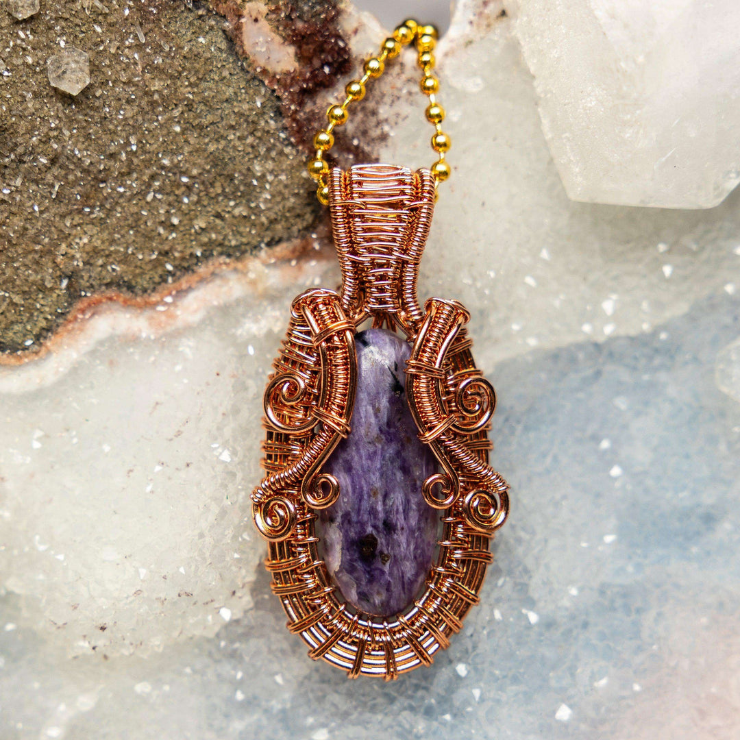 Charoite Wire Wrap Pendant-Wire Wraps-Crystal Destiny-Charoite-2.25"-Crystal Destiny