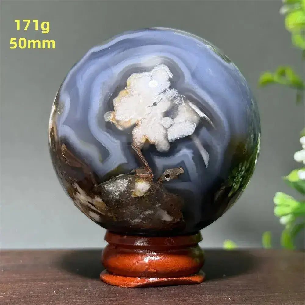 Cherry Agate Crystal Sphere Meditation Energy-Spheres-Ali-26 171g 50mm-Cherry Agate-Crystal Destiny