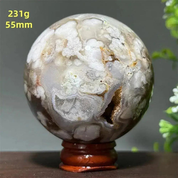 Cherry Agate Crystal Sphere Meditation Energy